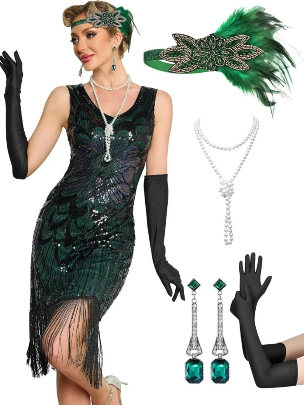 Dresses | 192s Flapper Dress Sequin Fringe Cocktail Dress Great Gatsby ...